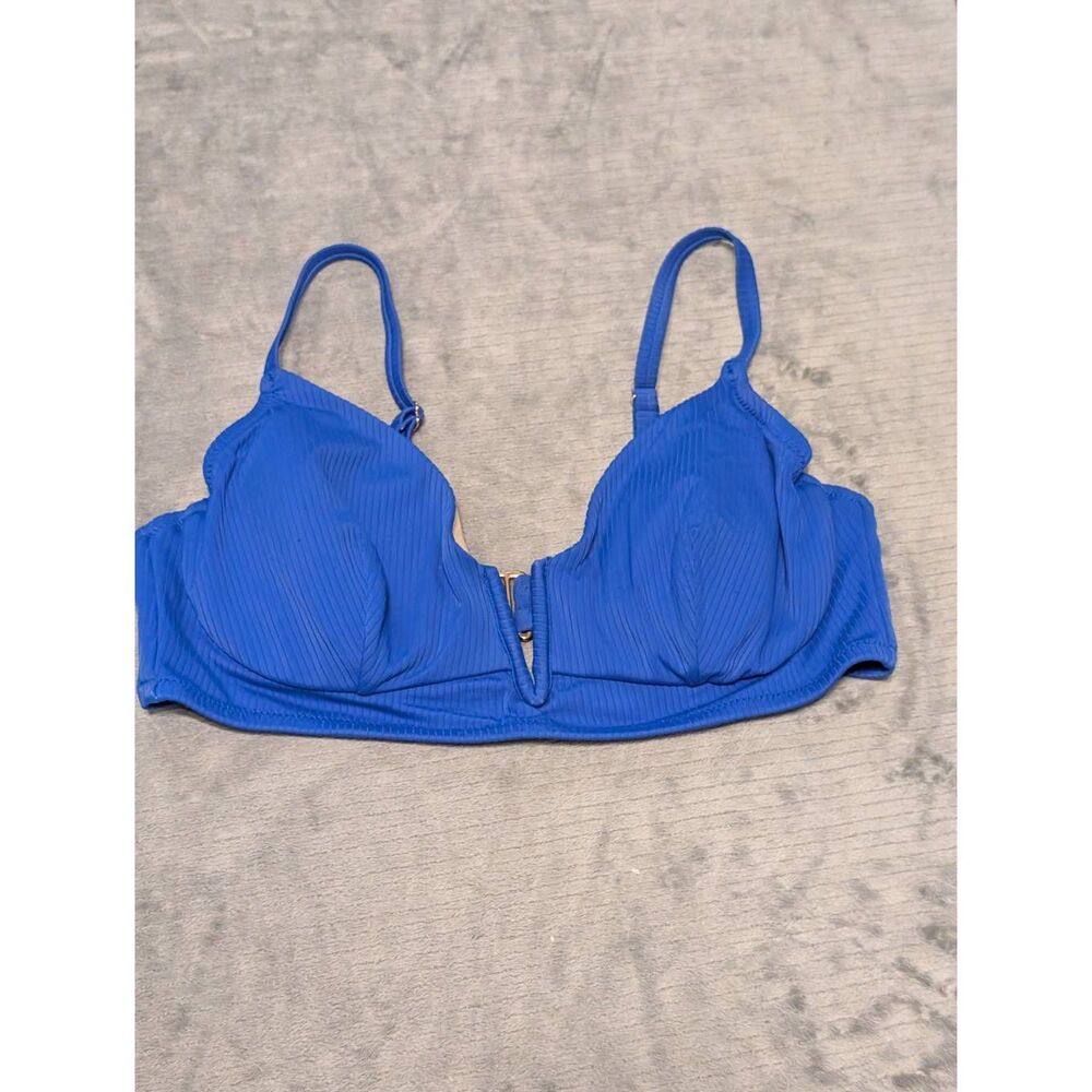 Shade & Shore Womens 36D Blue Swimsuit Bikini Top
